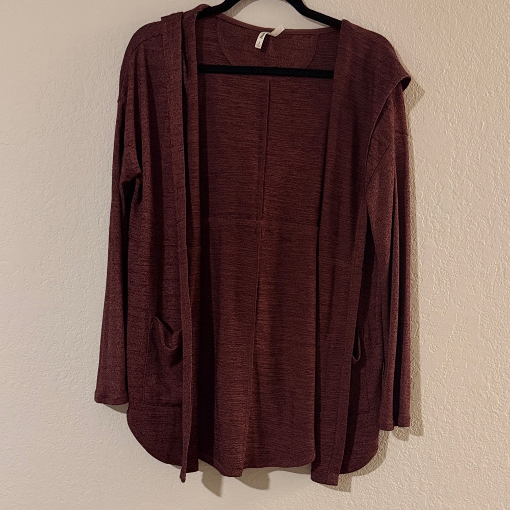 Mudd Women's Burgundy Hooded Cardigan